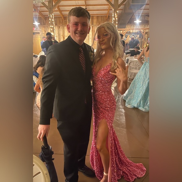 Pink Sequin Prom Dress Size 0 - Picture 4 of 7